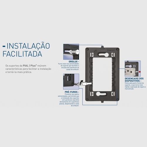 Pulsador Pial Plus+ 2a Suporte 4x2 Branco Parede Legrand