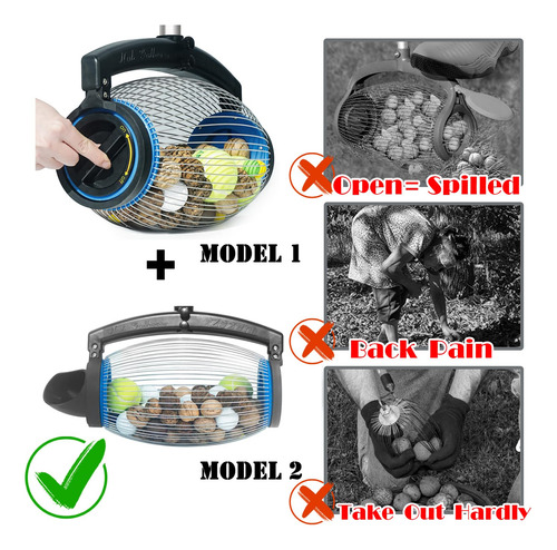 Recolector De Nueces Zozen Rodillo Con 2 Métodos De Vertido