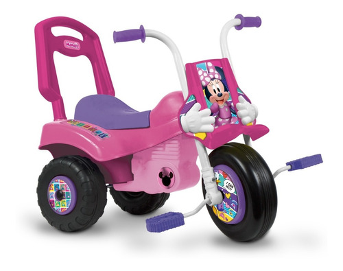Triciclo Infantil Moto Z Disney Mickey Minnie Con Baul
