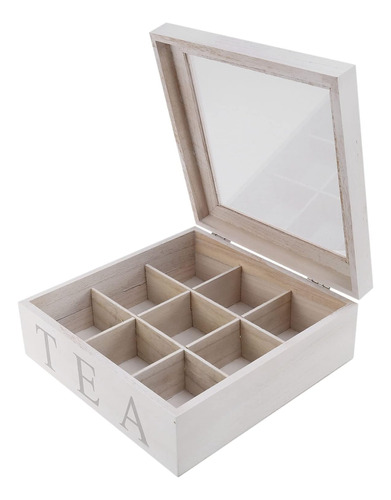 Caja De Te Grande Importada Madera 9 Divisiones Premium