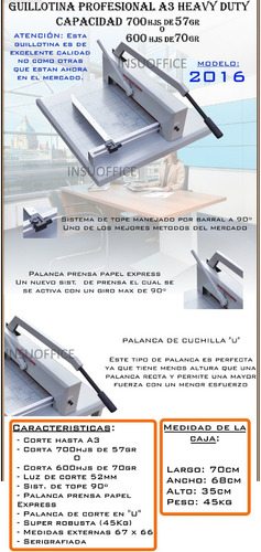 Imagen 2 de 4 de Guillotina Palanca Manual Alta Capacidad A3 Para 700 Hojas