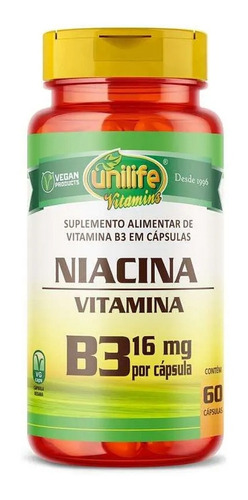 Niacina Vitamina B3 Unilife (60 Caps) Envío Gratis!!! 