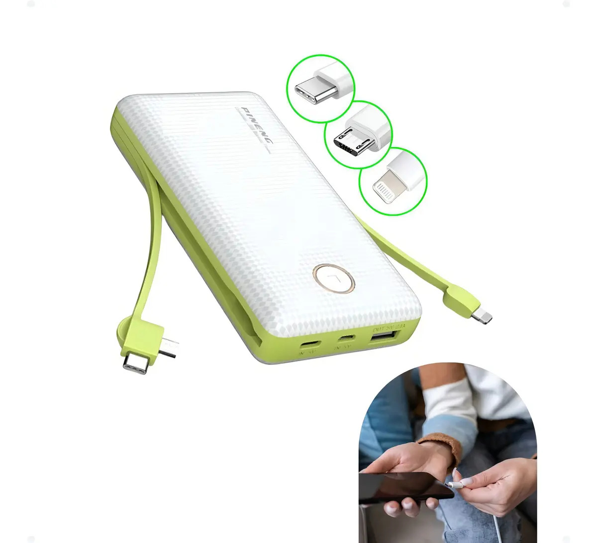 Power Bank 20.000mah Carregador Turbo Portátil Celular Cor Branco