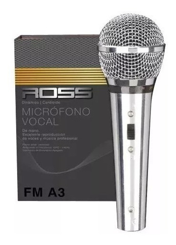 Imagen 1 de 3 de Micrófono Vocal Ross Fm-a3-ls-cn/cn Switch On/off Y Cable