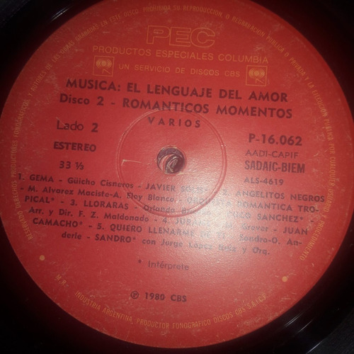 Sin Tapa Disco El Lenguaje Del Amor 2 Romanticos Momento Cp0