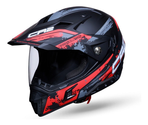 Casco Para Moto Talla L Certificado Bluetooth Rojo Cr2 Vento Color Negro Diseño Exoskeleton
