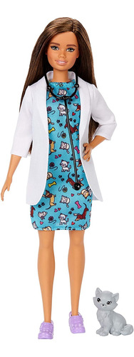 Barbie Pet Vet Brunette Doll Career Petprint