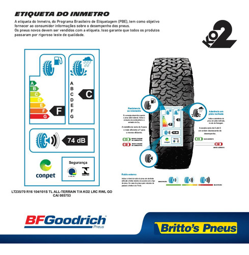 Kit 2 Pneus Bf Goodrich Aro 16 - 235/70 R16 All-terrain Ko2