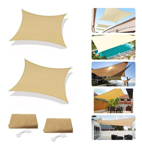 Pack2 Toldo Vela Rectangular Sombra Toldos Plegables 3.5x2.5