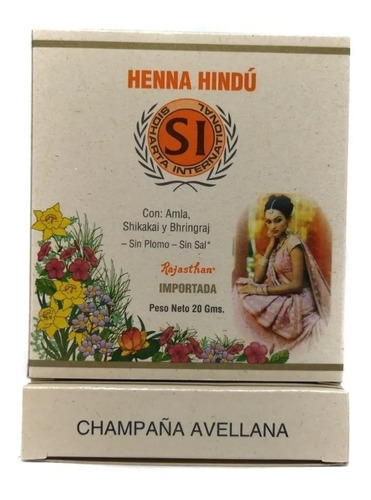  Henna Hindú Diversos Tonos 20g - g a  Tono CHAMPAÑA AVELLANA