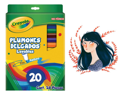 Plumones Crayola® Delgados Lavables 20 Pzas