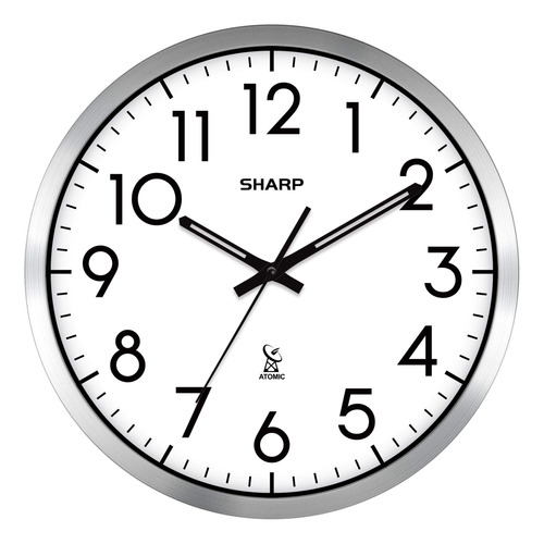 Sharp Reloj De Pared Analógico Atómico De 12 Pulgadas, Ac.