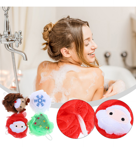Pelotas De Baño Creativas, Exfoliantes, Estilo Navideño, 4 U