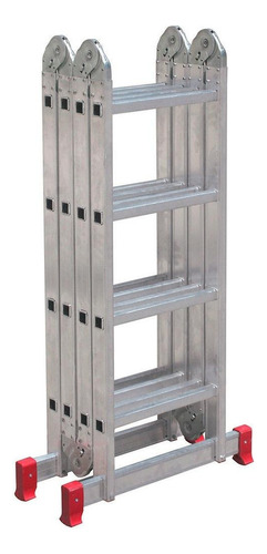 Escada Articulada 16 Degraus 4x4 Multifuncional Red Premium Cor Cinza