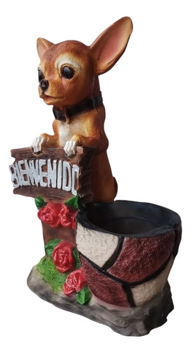 Perro Chihuahua Macetero Estatua Chihuahua Resina Decorativa Café