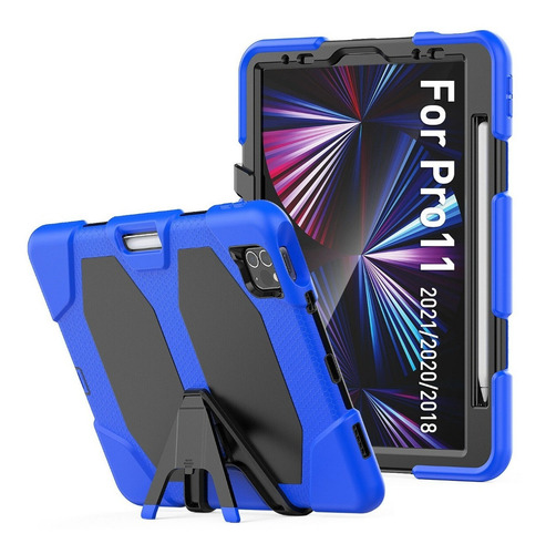 Mica + Funda De Uso Rudo Para iPad Air 4 Y Air 5 Color Azul