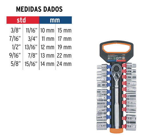 Juego De Dados Mm Y Std Con Matraca 1/2'' Truper 103110
