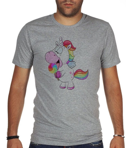 Remera De Hombre Unicornio Comiendo Paleta Golosina