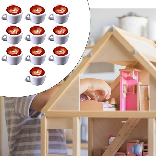 10 Uds. De Café Para Casa De Muñecas, Patrón De Corazón