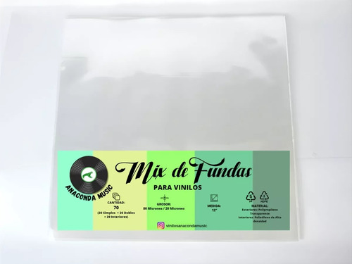 Pack 30 Fundas Simples + 20 Dobles + 20 Interior Vinilo 12