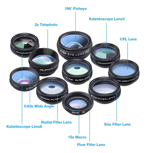 Kit De Fotografía Con Lente Macro Gran Angular Apexel Para T