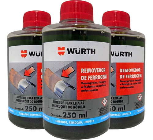 03 Removedor De Ferrugem Oxidação Corrosão Wurth 250ml