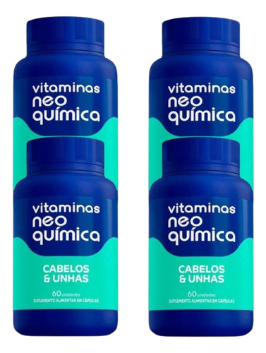 Kit 4x Vitaminas Cabelos E Unhas 60 Cps - Neo Química