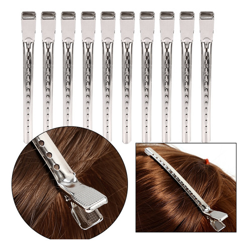 Juego De 10 Broches For El Pelo, Plateados, Profesionales,