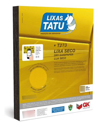 Lixa Seco Grão 120 ( 230 Mm X 280 Mm ) T273 Tatu 10 Unidades