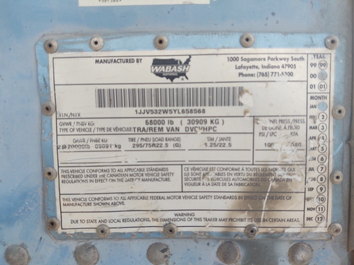 Imagen 2 de 10 de Caja Seca De 53 Pies Modelo 2000 Marca Mckinney