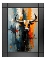 Comprar Cuadro Decorativo Madera Arte Toro Colores Naranja Negro Negro