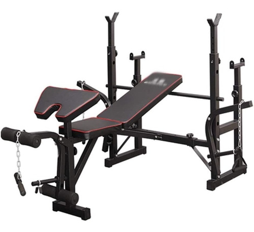 Imagen 4 de 5 de Banco Para Pesas De Doble Rack Y Predicador Mini Gym