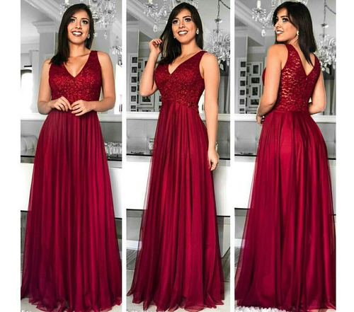 vestido de debutante vermelho marsala