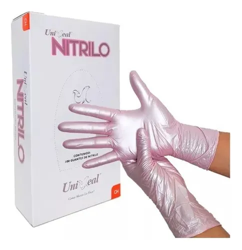 comprar Guantes De Nitrilo Uniseal Rosa Metalico Talla Xch