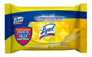 Lysol Toallitas Desinfectantes, Limon, 80 Toallitas
