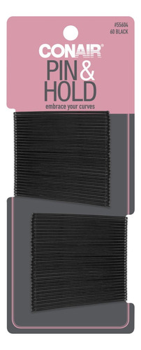 Rulos Conair Onair Pin & Hold Classic Bobby Pins, Black, 60