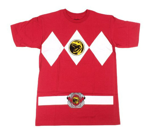 Power Rangers Vestuario Ranger Rojo De Adulto Camiseta De La