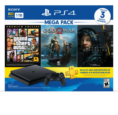 Consola Ps4 1tb + Gta V + God Of War + Death Stranding