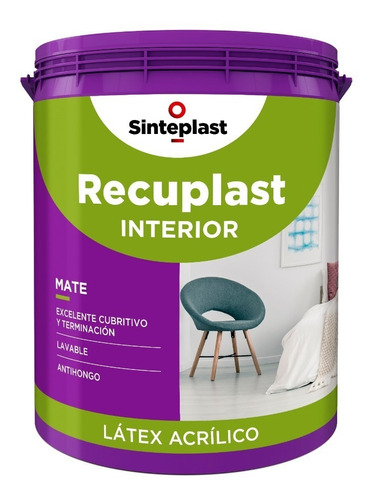 Recuplast Interior Mate Sinteplast Látex Blanco / 20 Litros