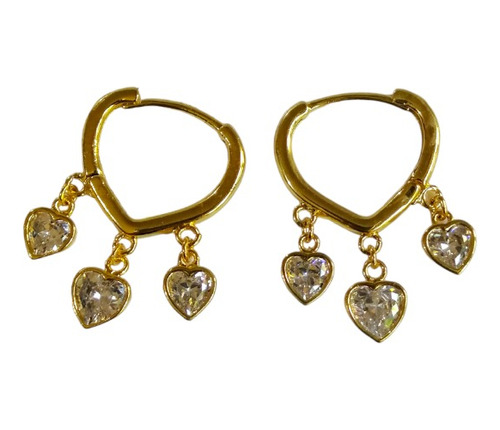 Aretes Arracadas Corazones Dorados Oro Laminado 