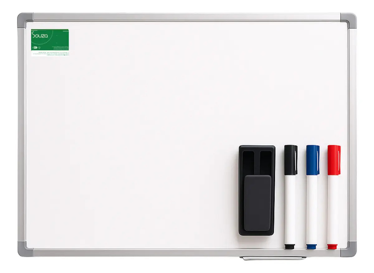 Lousa Quadro Branco 90x60 Souza Com Apagador E 3 Marcadores