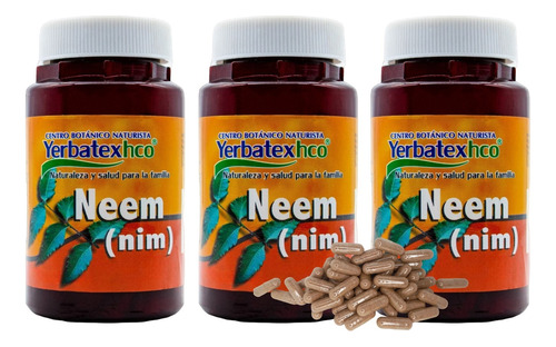 Pack 3 Té De Hierba Neem ( Nim ) Envase Con 65 Piezas C/u