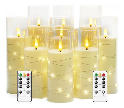 Velas Led Con Temporizador Parpadeantes A Pila 9 Unidades