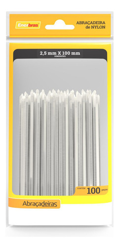 Abraçadeira De Nylon 2,5mm X 100mm Branco - Enerbras - A25-e