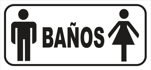 Cartel Baños Damas Caballeros 14x30 Cm Alto Impacto