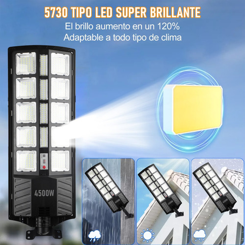 Lámpara Led Solar Exterior Suburbana Alumbrado Públic 4500w
