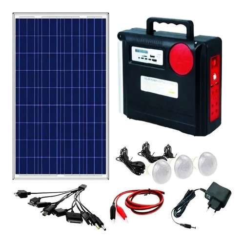 Kit Solar Portátil+panel Solar/sistema De Iluminacion /cafin