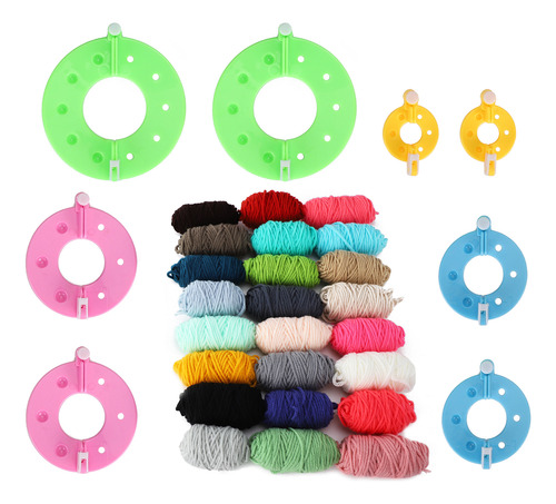 Hilo De Lana De 24 Colores, Kit Para Hacer Pompones