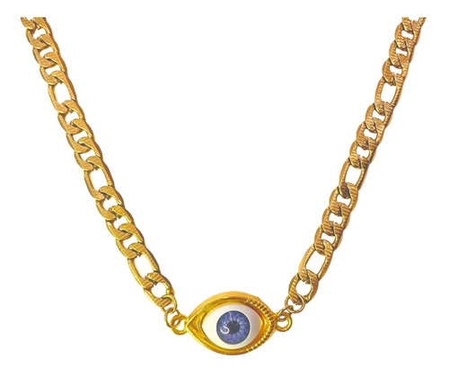 Collar Ojo Turco Suerte Cadena Gruesa Chunky Baño De Oro 18k