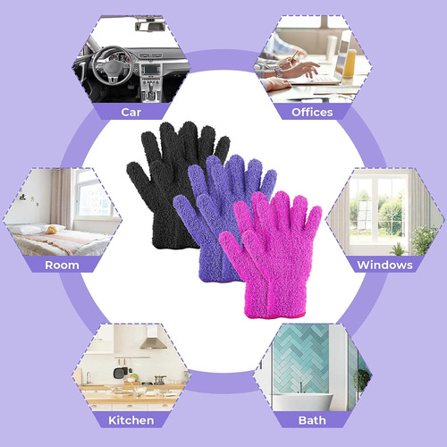 3 Pares De Guantes De Microfibra Para Polvo